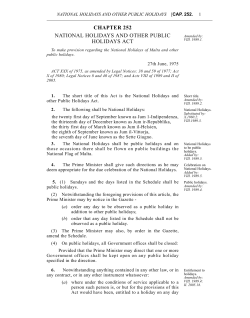 chapter 252 national holidays and other public