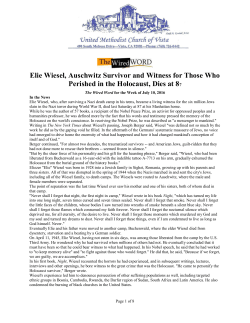 Elie Wiesel, Auschwitz Survivor and Witness for Those Who