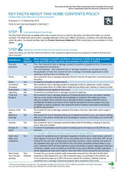 Calliden Elite Care Key Facts Sheet &ndash; Home Contents Insurance