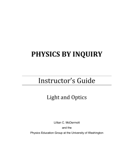 PHYSICS BY INQUIRY Instructor`s Guide
