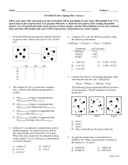 CH 1020 EXAM 1 Spring 2016