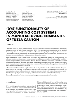 (DYS)FUNCTIONALITY OF ACCOUNTING COST SYSTEMS IN