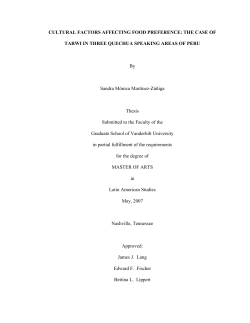 CULTURAL FACTORS AFFECTING FOOD PREFERENCE: THE