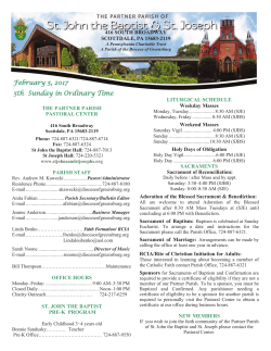 Feb 5, 2017 - The Partner Parishes of St. John the Baptist and St