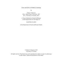 Charis and Hybris in Pindaric Cosmology by Glenn E. Beauvais B
