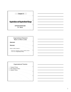 INP3004/MAN3360 Dr. Steve Chapter 8 Organizational Research