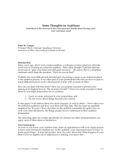 Some Thoughts on Auditions - University of Colorado Boulder