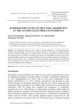Radioisotope study of fructose adsorption at the alumina/electrolyte