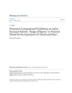 Montana`s Constitutional Prohibition on Aid to Sectarian Schools