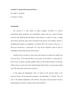 Aristotle`s concept of the Unmoved Mover