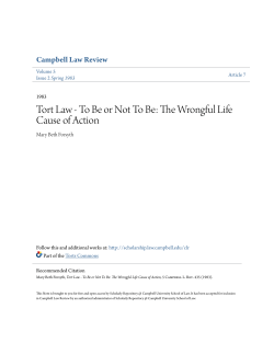 The Wrongful Life Cause of Action