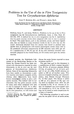 Problems in the Use of the in Vitro Toxigenicity Test for