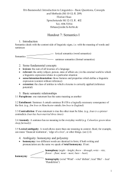 Handout 7: Semantics I