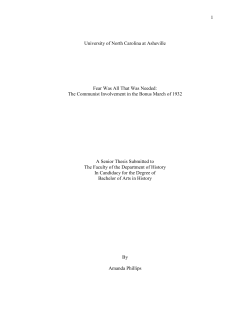 The Communist Involvement in the Bonus March of 1932