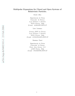 Multipolar Expansions for Closed and Open Systems of Relativistic