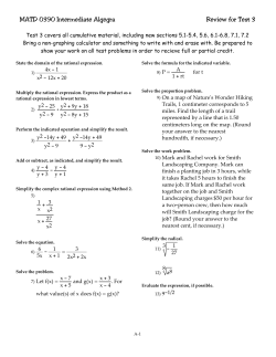 MATD 0390 Intermediate Algegra Review for Test 3