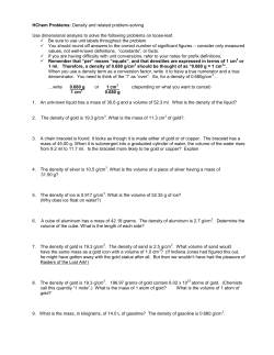 HChem Problems: Density and related problem-solving Use