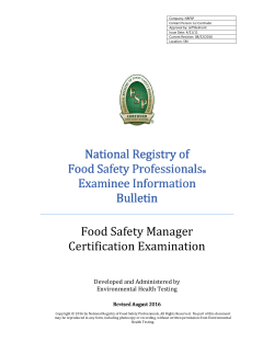 National Registry of National Registry of Food Safety Professionals