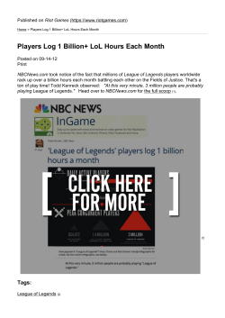 Players Log 1 Billion+ LoL Hours Each Month