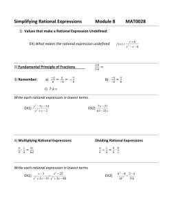 Simplifying Rational Expressions Module 8 MAT0028