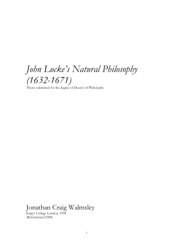 John Locke`s Natural Philosophy (1632-1671)