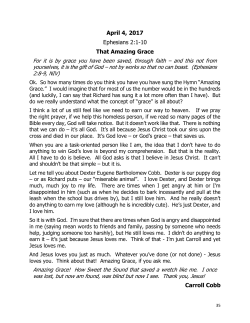 April 4, 2017 Ephesians 2:1-10 That Amazing Grace Carroll Cobb