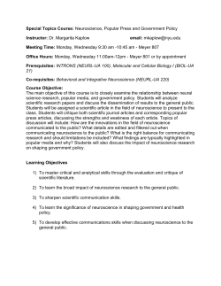 Special Topics: Neuroscience, Popular Press, and Government Policy