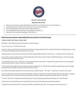Minnesota Twins Daily Clips Wednesday, July 13, 2016