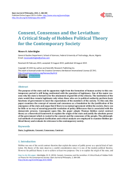 Consent, Consensus and the Leviathan: A Critical Study of Hobbes