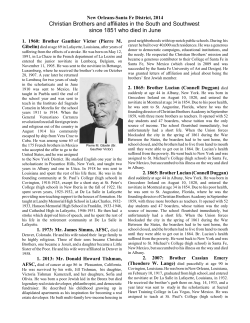 Christian Brothers and affiliates in the South and Southwest since