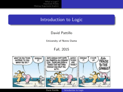 Introduction to Logic - University of Notre Dame