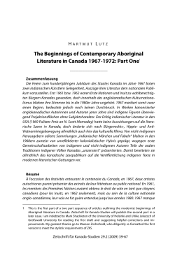 The Beginnings of Contemporary Aboriginal Literature in Canada