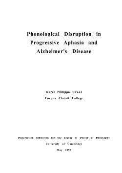 Phonological Disruption in Progressive Aphasia and Alzheimer`s