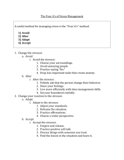 The Four A`s of Stress Management A useful method for managing