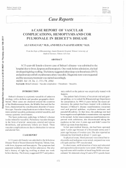 a case report of vascular complications, hemop tysis and cor