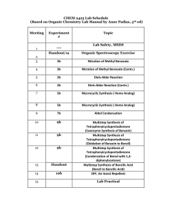 CHEM 2425 Lab Schedule (Based on Organic Chemistry Lab