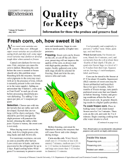 Fresh corn, oh, how sweet it is! - University of Missouri Extension