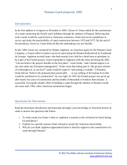 Panama Canal proposal, 1881 Introduction Questions for Discussion