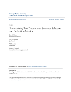 Summarizing Text Documents: Sentence Selection and