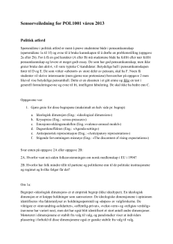 Sensorveiledning for POL1001 v&aring;ren 2013