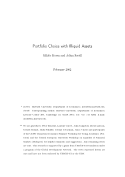 Portfolio Choice with Illiquid Assets - Cerge-Ei