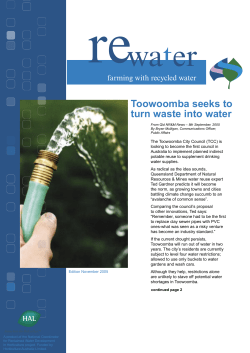 Toowoomba seeks to turn waste into water