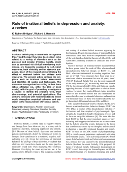 Role of irrational beliefs in depression and anxiety