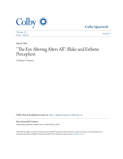 "The Eye Altering Alters All": Blake and Esthetic Perception