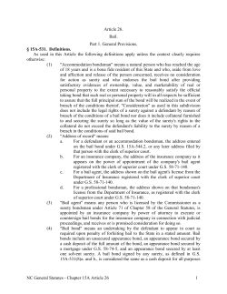 NC General Statutes - Chapter 15A Article 26 1 Article 26. Bail. Part