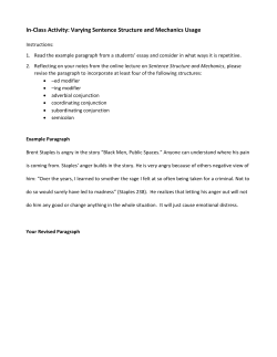 In-Class Activity: Varying Sentence Structure and Mechanics Usage