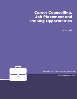 Career Counselling, Job Placement and Training Opportunities