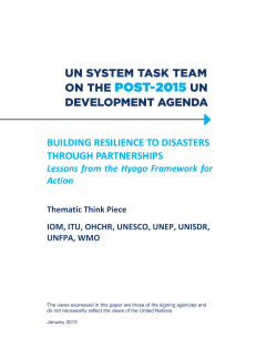 building resilience to disasters through partnerships