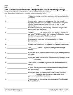 Final Exam Review-2 (Environment - Reagan-Bush-Clinton