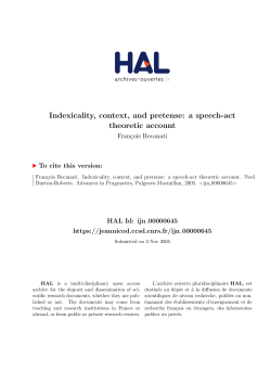 Indexicality, context, and pretense: a speech-act theoretic - Hal-SHS